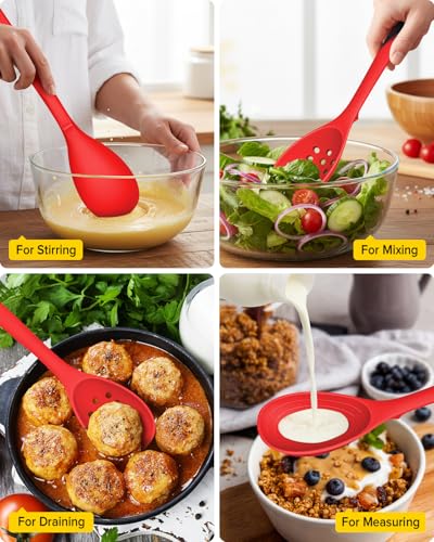 Pack of 2 Silicone Cooking Spoons (Red)