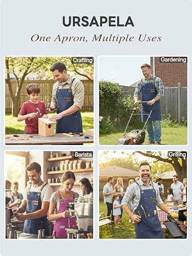 Aprons for Men Women with 3 Pockets (Denim Blue)
