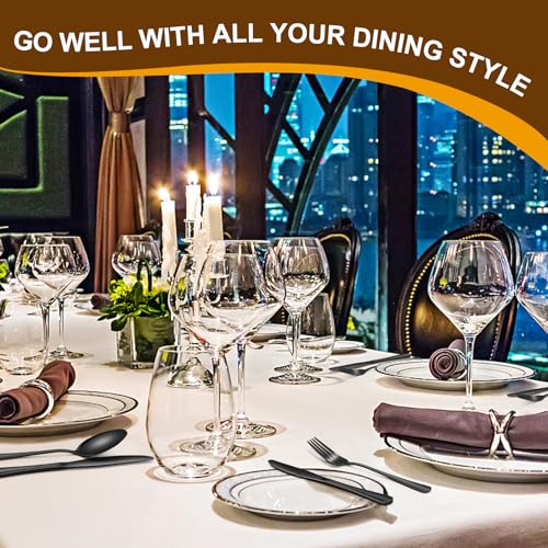 40 Piece Black Silverware Set Service for 8 (Black)