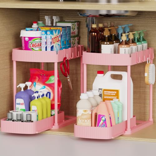 2 Packs Under Sink Pull (Pink / 12.8 Inch)