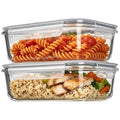 2 Pack 35oz Glass Meal Prep Containers with Lids (Grey / 2pk35oz)