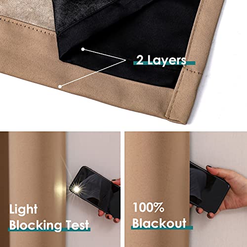 100% Blackout Curtains for Bedroom 84 Inches Long 2 Panels Set (42"W x 84"L (Pack of 2) / Cappuccino)