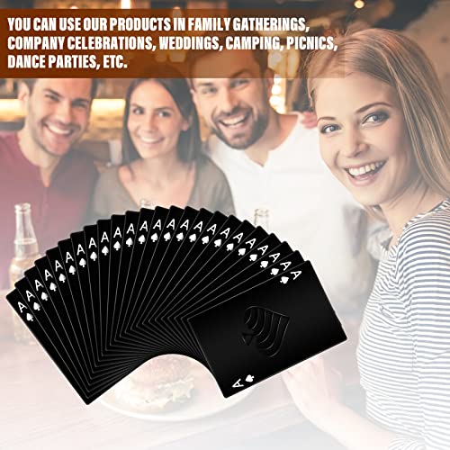 Poker Card Bottle Openers Stainless Steel Poker Card Beer Ace Bottle Cap Openers for Wedding Birthday Party Bridal Shower Table Tools Supplies (Black)