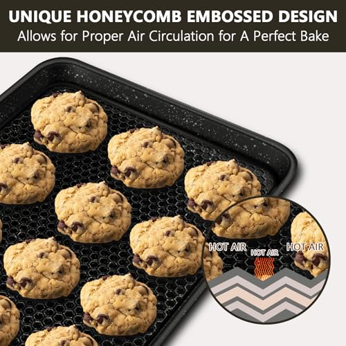 Baking Sheet Pan Set of 2 (17.5x12x1 inch Set / Textured Black)