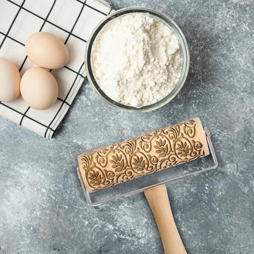 Mrs. Anderson’s Baking Mini Embossing Rolling Pin (Floral Scroll, Mini)