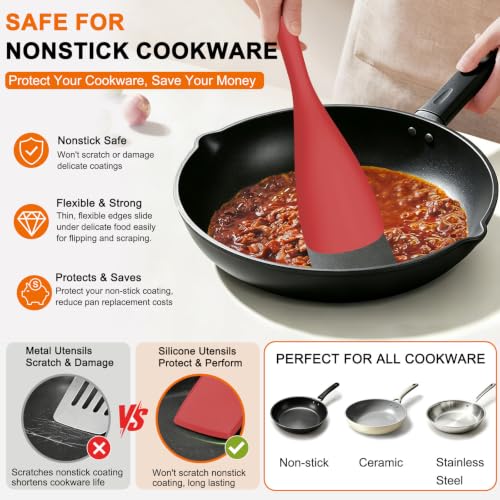 4 Pack Silicone Spatula Set (Red)