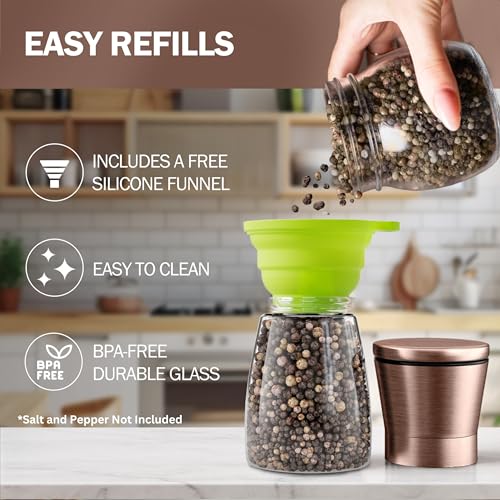Original Copper Salt and Pepper Grinder Set of 2 (2pk / Copper Top/Clear Glass)