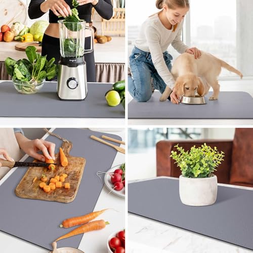Dish Drying Mat Absorbent Dish Drying Mats for Kitchen Counter 18"x 36" (Classic Grey / 36" x 18")