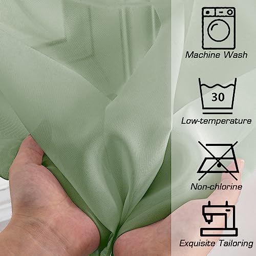 Sage Tier Curtains for Kitchen 24 Inches Long 2 PaSet (Sage Green / 42"W x 24"L (Pack of 2))