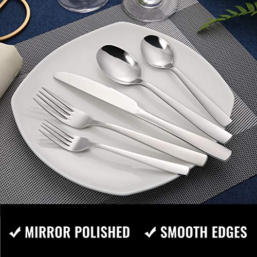 24 Piece Silverware Set with Steak Knives (Silver / 24-Piece)