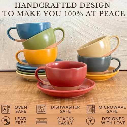 Ceramic Latte Art Mug With Saucer (Crimson Red)
