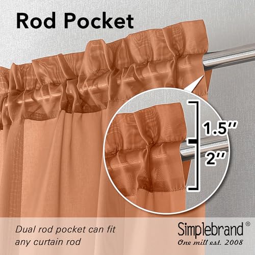 Orange Sheer Curtains 96 Inches Long (Orange / 42"W x 96"L (Pack of 2))
