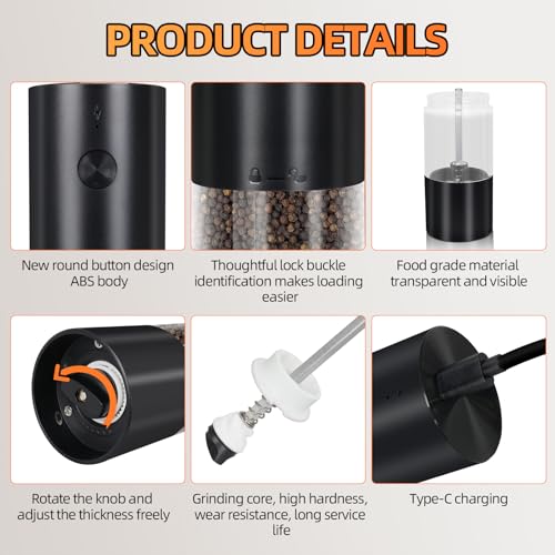 Electric Salt & Pepper Grinder Set of 2 (Black Set)