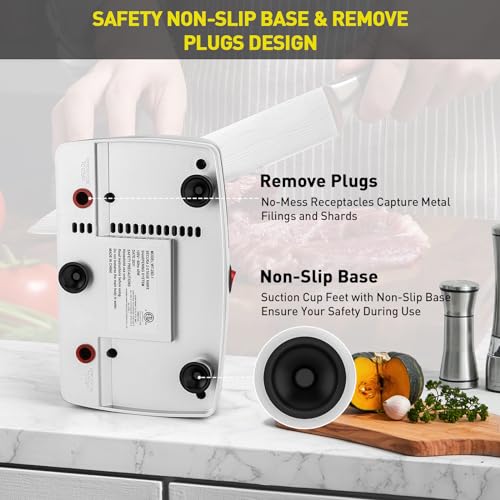 2 Stage Electric Knife Sharpener with Diamond Abrasives and Precision Angle Guides (2 Stage / Black)