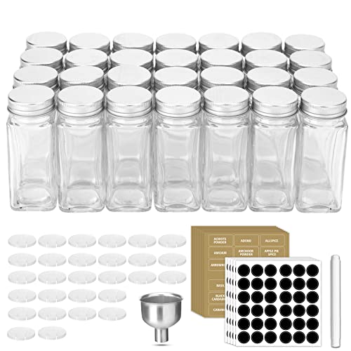 28 Pcs Clear Glass Spice Jars