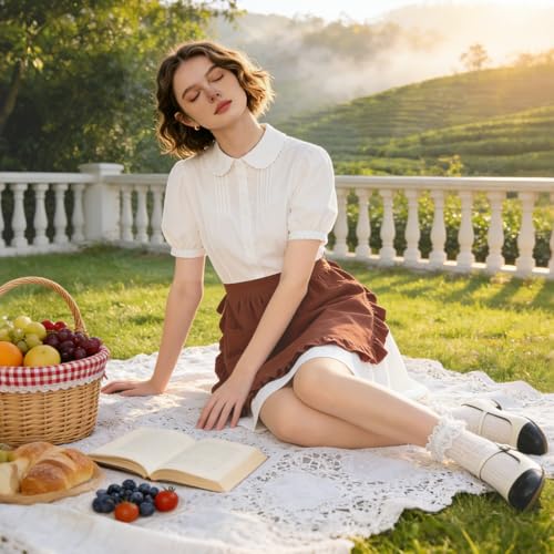 Vintage Maid Apron for Women with Pockets (Red)