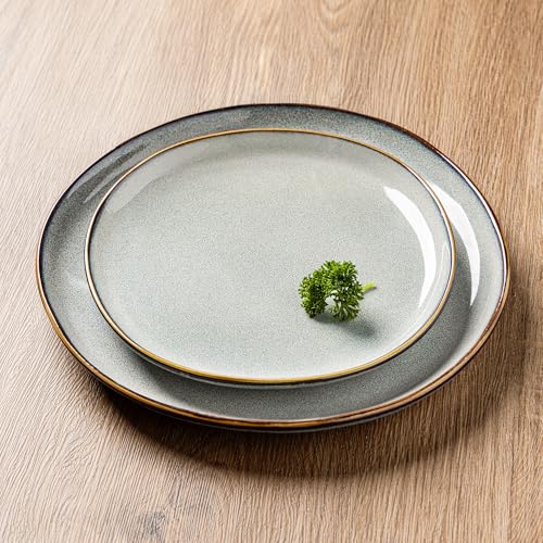 Ceramic Dinner Plates Set of 6 (Green Wheat / 10.5 Inch)
