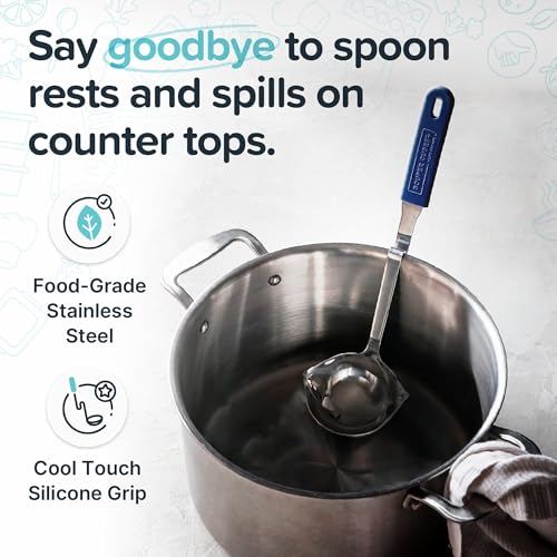 Soup Ladle Stainless Steel with Patented Pot Hook (Blueberry / Ladle 1-Pack)