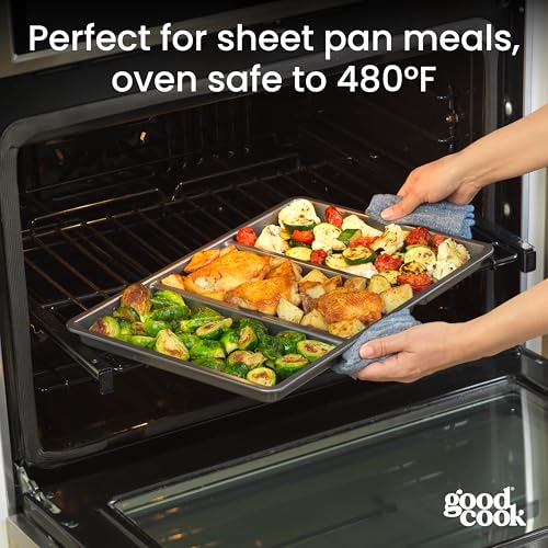 Premium Nonstick Divided Baking Sheet (11 x 17-Inch / Gray)