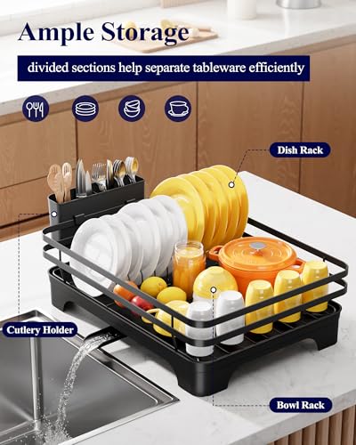 Multi Functional Dish Drying Rack (Black / 15.7" x 12.0" x 5.5")