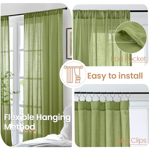 54 Inch Length Green Curtains for Short Living Room Windows (Green / 42"W x 54"L (Pack of 2))