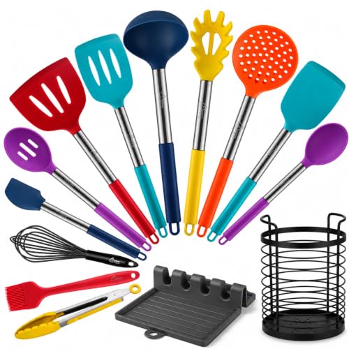 Silicone Kitchen Cooking Utensils Set (Multicolor)