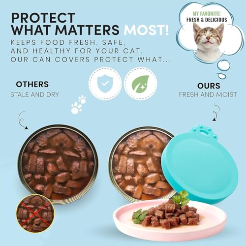 4 Pack Universal Pet Food Can Covers Lids (Ocean Mist / 4 Piece Set)