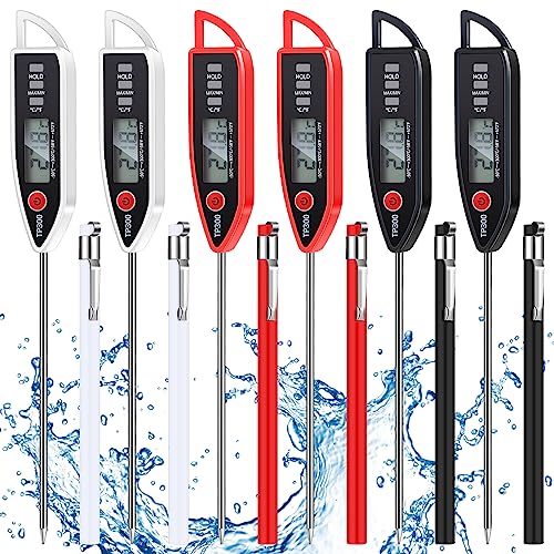 6 Set Digital Food Thermometer Long Probe Instant (Black,White,Red)