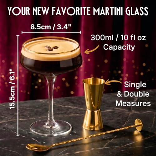 Deluxe Espresso Martini Glasses Set of 4 (Set of 4 10oz)