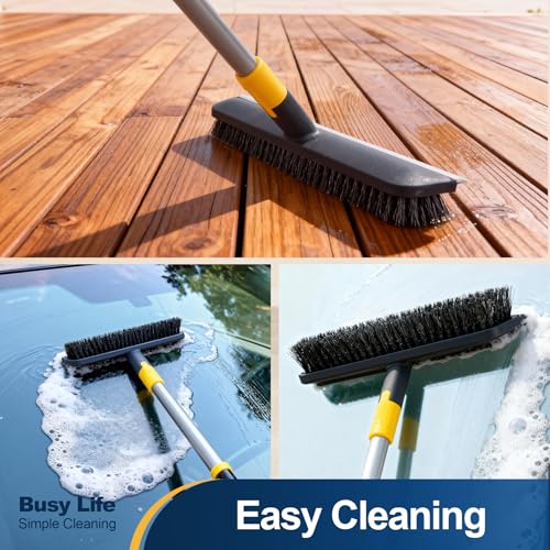 Floor Scrub Brush Telescopic Handle 2 in 1 Scrape Brush 55.9 inch