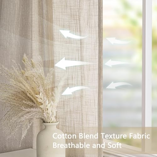 Semi Sheer Light Oatmeal Curtains 36 Inches Long for Kitchen 2 Panels (34"W x 36"L (Pack of 2) / Taupe)
