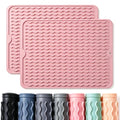 2 Pack Caketime Silicone Dish Drying Mat for Kitchen Counter Cooking Baking Liners Drawer Storage Refrigerator Espresso Machine Station Utensil Holder Washer Trivets Oven Tools 15"x11.5" Pink (Pink / 15"*11.5")