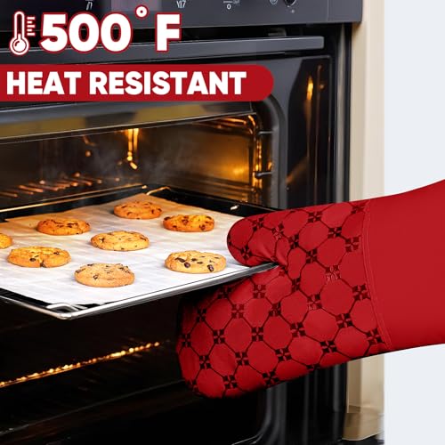 Oven Mitts Kitchen Towels Dishcloths with Pot Holders Sets 12PCS (Red)