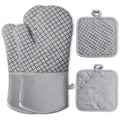 4 Pcs Oven Mitts and Pot Holders (Light Gray)