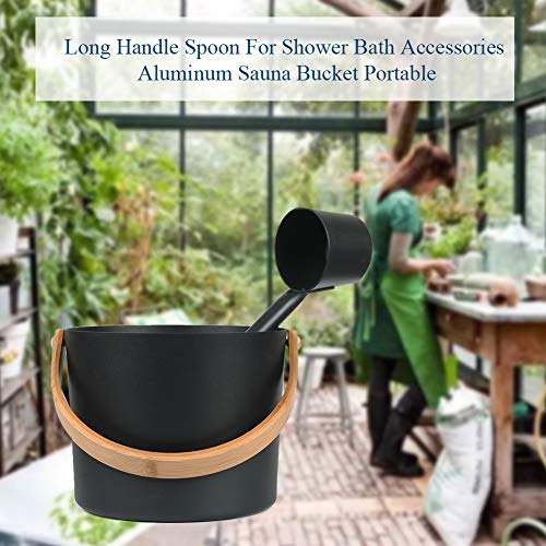 Sauna Bucket and Ladle Set (Black)