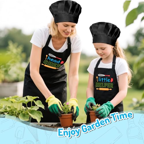 R HORSE Adult Kid Apron and Chef Hat Set (Black)