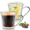 Wide Mouth Double Walled Glass Coffee Mugs (Clear mug-12oz)