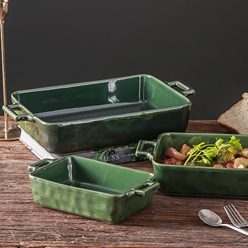 Ceramic Bakeware Set (Set of 3 / Green)