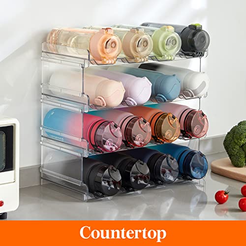 Stackable Water Bottle Organizer for Cabinet (4 Tier-16 Bottle)