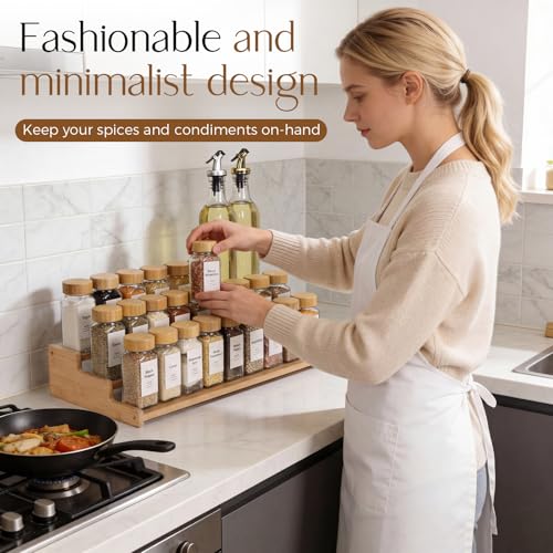 Spice Rack Organizer for Cabinet (Bamboo / L)
