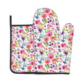 Floral Oven Mitts and Pot Holders Sets Spring Summer Kitchen Mitts Colorful Blossom Potholders 2PCS Wildflower Oven Gloves Hot Pads for Kitchen Baking Cooking (Multicolor Spring Summer Flowers)