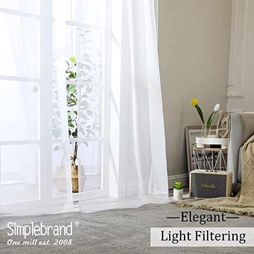 Sheer White Curtains 108 Inches Long (White / 42"W x 108"L (Pack of 2))