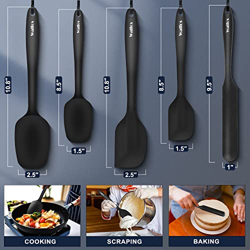 600°F High Heat Resistant Silicone Spatula Set of 5 (Black / 5 pieces Scraper Spatulas 600°F)