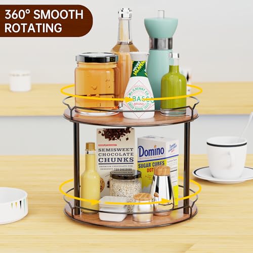 12.4" Lazy Susan Organizer 2 Tier (Brown-12.4")