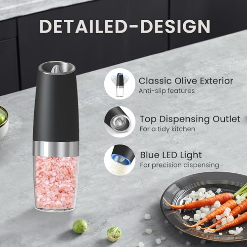 Battery Operated Salt And Pepper Grinder Set 2 Pack (Battery/2pcs/Black)