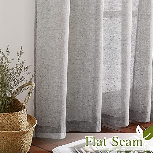 Charcoal Grey Linen Curtains for Bedroom 48 inch Long (36"W x 48"L (Pack of 2) / Charcoal Grey)