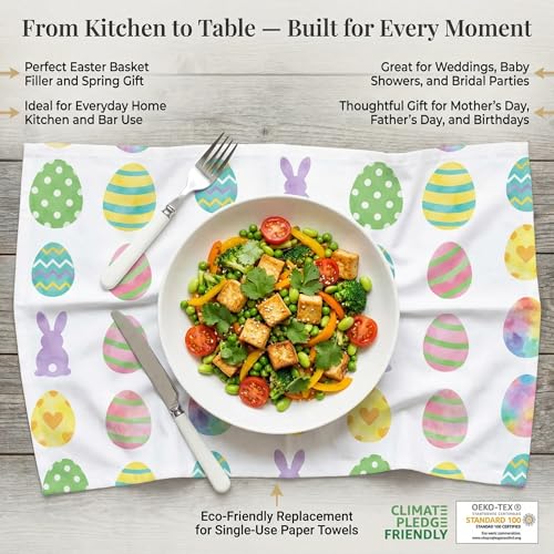 Kitchen Towels Cotton Dish Towels 20”x30” (20" x 30" (Set of 6) / 017 Egg Print)