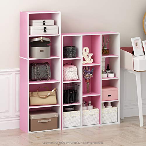 LUDER Book Shelf (White/Pink / 11-Cube)