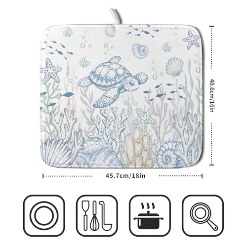 Ocean Turtle Dish Drying Mat (18" x 16")
