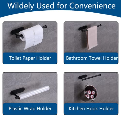Paper Towel Holder with 2 Hooks (Black)